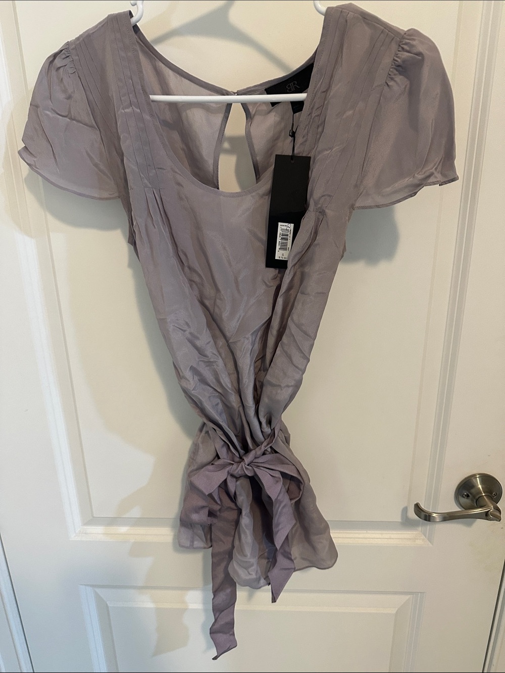 Banana Republic Monogram Light Lavender Silk Tie-Front Women’s Blouse